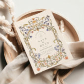 Victoriaans  Grace Floral Lijst Bruiloft Save The Date