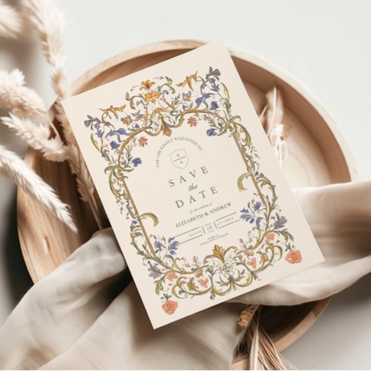 Victoriaans  Grace Floral Lijst Bruiloft Save The Date