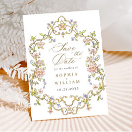 Victoriaans  Grace Floral Lijst Bruiloft Save The Date