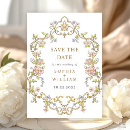 Victoriaans  Grace Floral Lijst Bruiloft Save The Date