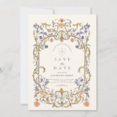Victoriaans  Grace Floral Lijst Bruiloft Save The Date (Voorkant)