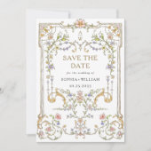 Victoriaans Grace Floral Lijst Bruiloft Save The Date (Voorkant)