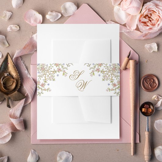 Victoriaans  Grace Floral Lijst Bruiloft Uitnodigingen Wikkel