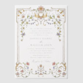 Victoriaans  Grace Floral Lijst Bruiloft Vellum Uitnodigingen (Voorkant)