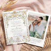 Victoriaans  Grace Floral Lijst trouwfoto Kaart