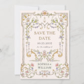 Victoriaans Grace Floral Lijst trouwfoto Save The Date (Voorkant)