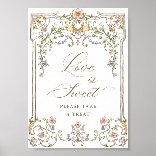  Victoriaans Grace Floral Love is Sweet Sign Poster (Voorkant)