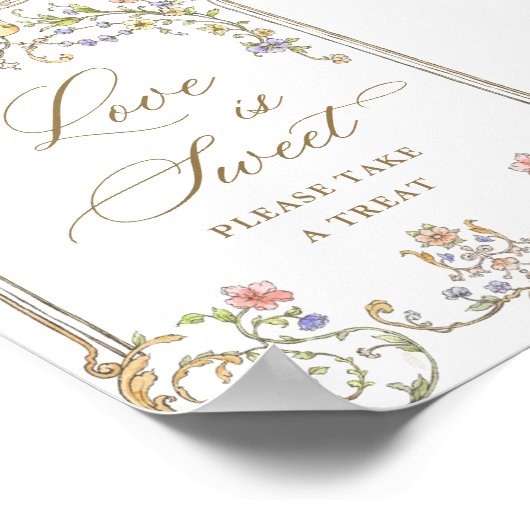  Victoriaans Grace Floral Love is Sweet Sign Poster (Hoek)