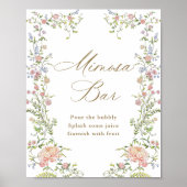 Victoriaans Grace Floral Mimosa Bar Sign Poster (Voorkant)