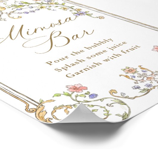  Victoriaans Grace Floral Mimosa Bar Sign Poster (Hoek)