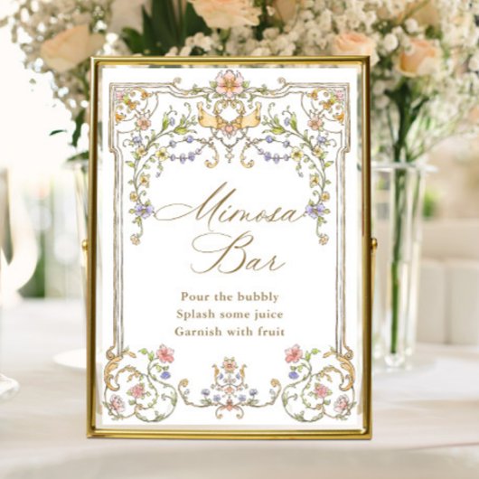  Victoriaans Grace Floral Mimosa Bar Sign Poster