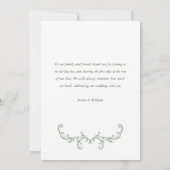 Victoriaans  Grace Floral Sage Green Wedding Bedankkaart (Achterkant)
