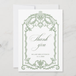 Victoriaans  Grace Floral Sage Green Wedding Bedankkaart