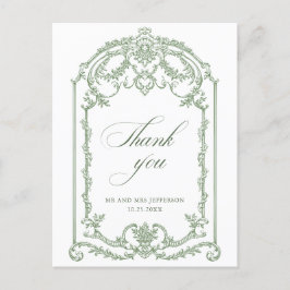 Victoriaans  Grace Floral Sage Green Wedding Briefkaart