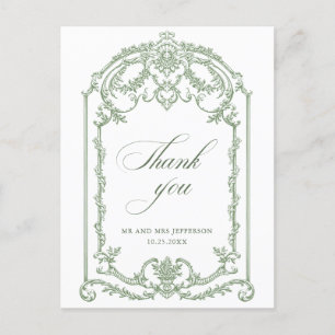 Victoriaans  Grace Floral Sage Green Wedding Briefkaart