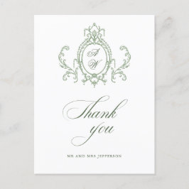 Victoriaans  Grace Floral Sage Green Wedding Briefkaart