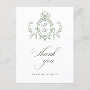 Victoriaans  Grace Floral Sage Green Wedding Briefkaart