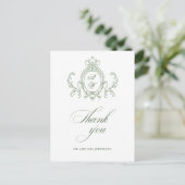 Victoriaans Grace Floral Sage Green Wedding Briefkaart (Staand voorkant)