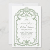 Victoriaans  Grace Floral Sage Green Wedding Kaart (Voorkant)