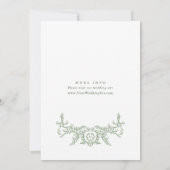 Victoriaans  Grace Floral Sage Green Wedding Kaart (Achterkant)