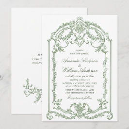 Victoriaans  Grace Floral Sage Green Wedding Kaart