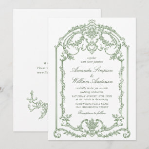 Victoriaans Grace Floral Sage Green Wedding Kaart
