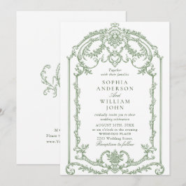 Victoriaans  Grace Floral Sage Green Wedding Kaart
