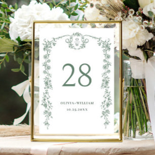 Victoriaans  Grace Floral Sage Green Wedding Kaart