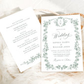 Victoriaans  Grace Floral Sage Green Wedding Kaart