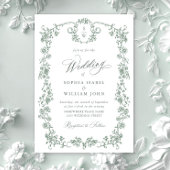 Victoriaans  Grace Floral Sage Green Wedding Kaart