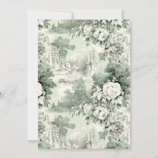 Victoriaans  Grace Floral Sage Green Wedding Kaart (Achterkant)