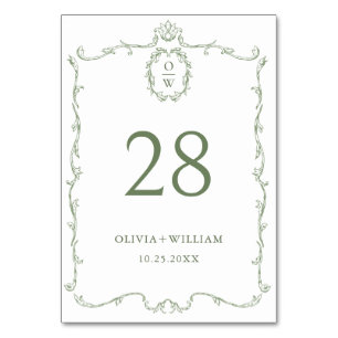 Victoriaans  Grace Floral Sage Green Wedding Kaart