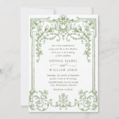 Victoriaans  Grace Floral Sage Green Wedding Kaart (Voorkant)