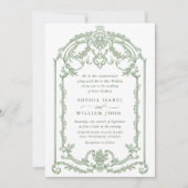 Victoriaans  Grace Floral Sage Green Wedding Kaart (Voorkant)