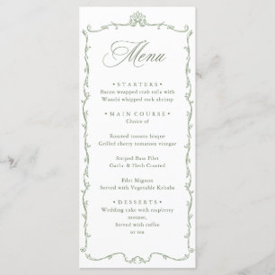 Victoriaans Grace Floral Sage Green Wedding Menu