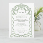 Victoriaans Grace Floral Sage Green Wedding Menu (Staand voorkant)