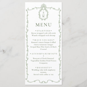 Victoriaans Grace Floral Sage Green Wedding Menu