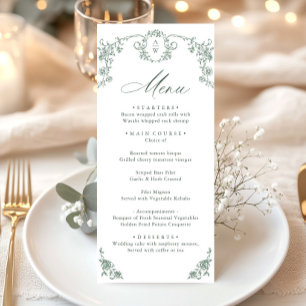 Victoriaans Grace Floral Sage Green Wedding Menu