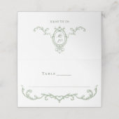 Victoriaans  Grace Floral Sage Green Wedding Plaatskaartje (Buitenkant ongevouwen)