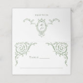 Victoriaans  Grace Floral Sage Green Wedding Plaatskaartje (Buitenkant ongevouwen)