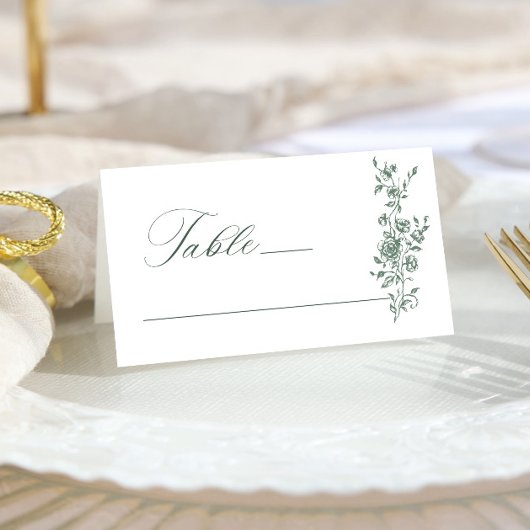 Victoriaans  Grace Floral Sage Green Wedding Plaatskaartje