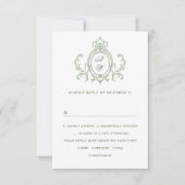 Victoriaans  Grace Floral Sage Green Wedding RSVP Kaartje (Voorkant)
