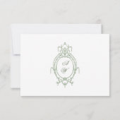 Victoriaans Grace Floral Sage Green Wedding RSVP Kaartje (Achterkant)