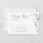 Victoriaans  Grace Floral Sage Green Wedding RSVP Kaartje (Voorkant)