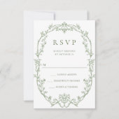 Victoriaans  Grace Floral Sage Green Wedding RSVP Kaartje (Voorkant)