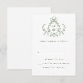 Victoriaans  Grace Floral Sage Green Wedding RSVP Kaartje