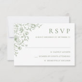 Victoriaans Grace Floral Sage Green Wedding RSVP Kaartje (Voorkant)