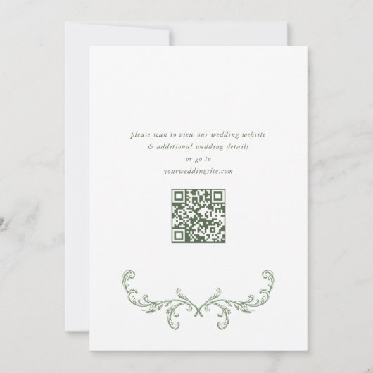 Victoriaans  Grace Floral Sage Green Wedding Save The Date (Achterkant)