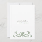 Victoriaans  Grace Floral Sage Green Wedding Save The Date (Achterkant)