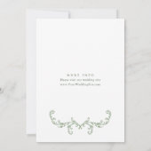 Victoriaans  Grace Floral Sage Green Wedding Save The Date (Achterkant)
